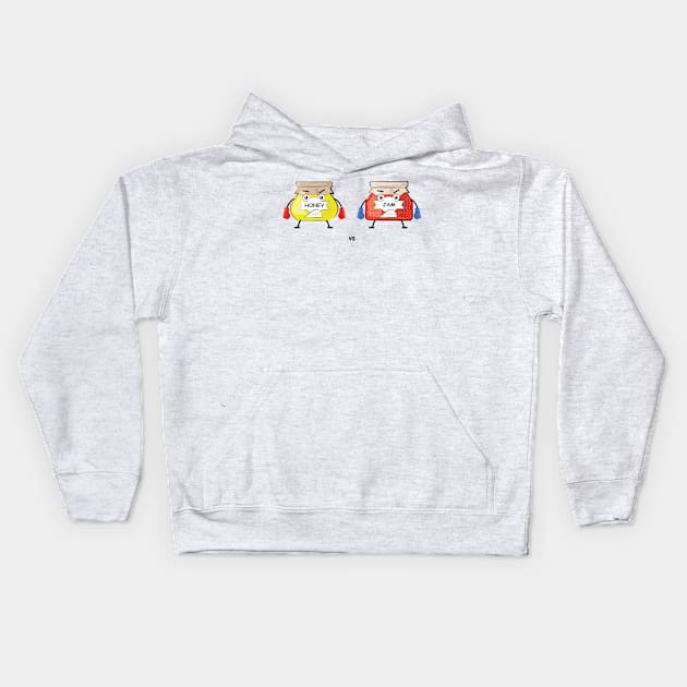 Funny Honey vs Jam Characters - Sweets Battle Illustration Kids Hoodie by DesignWood Atelier